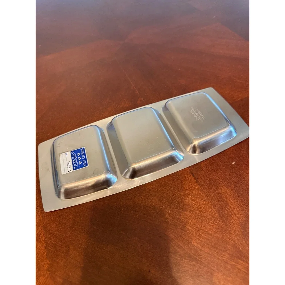 Lundtofte Denmark Stainless Steel 3 Compartment Divided Serving Tray 2999/1 MCM